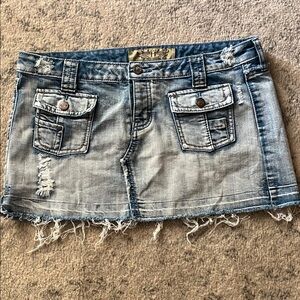 Hint Y2K Distressed Denim Mini Skirt
